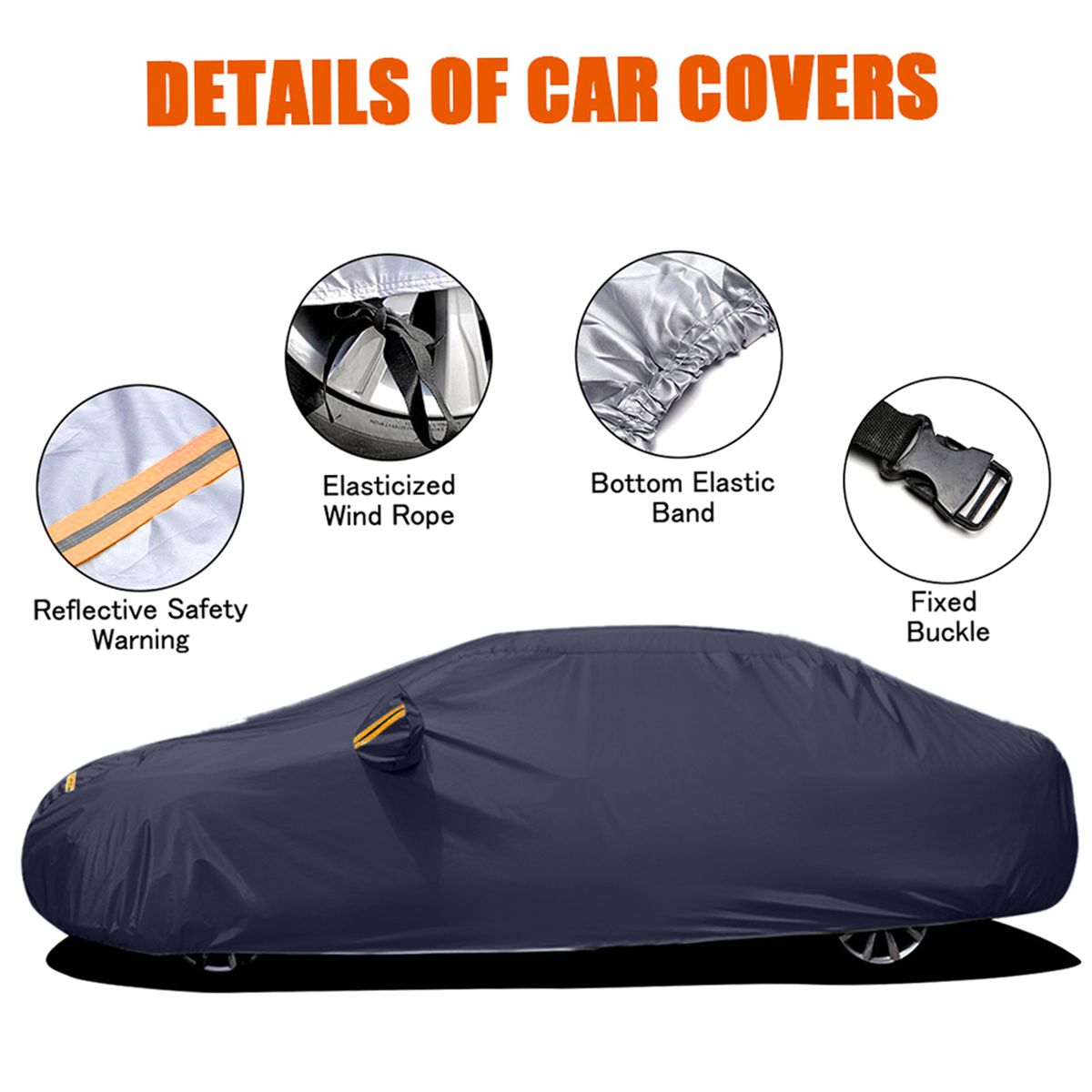 Car Cover Full Sedan Covers With Reflective Strip Sunscreen