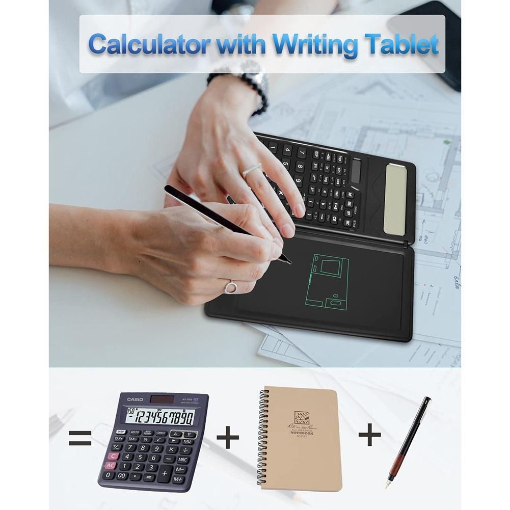 Scientific Calculators 12-Digit LCD Display Desk Calculator with Notepad  Solar and Battery Dual Power