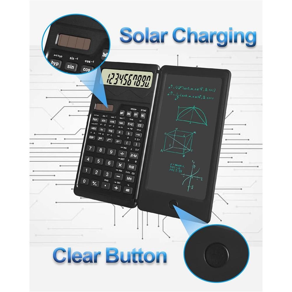 Scientific Calculators 12-Digit LCD Display Desk Calculator with Notepad  Solar and Battery Dual Power