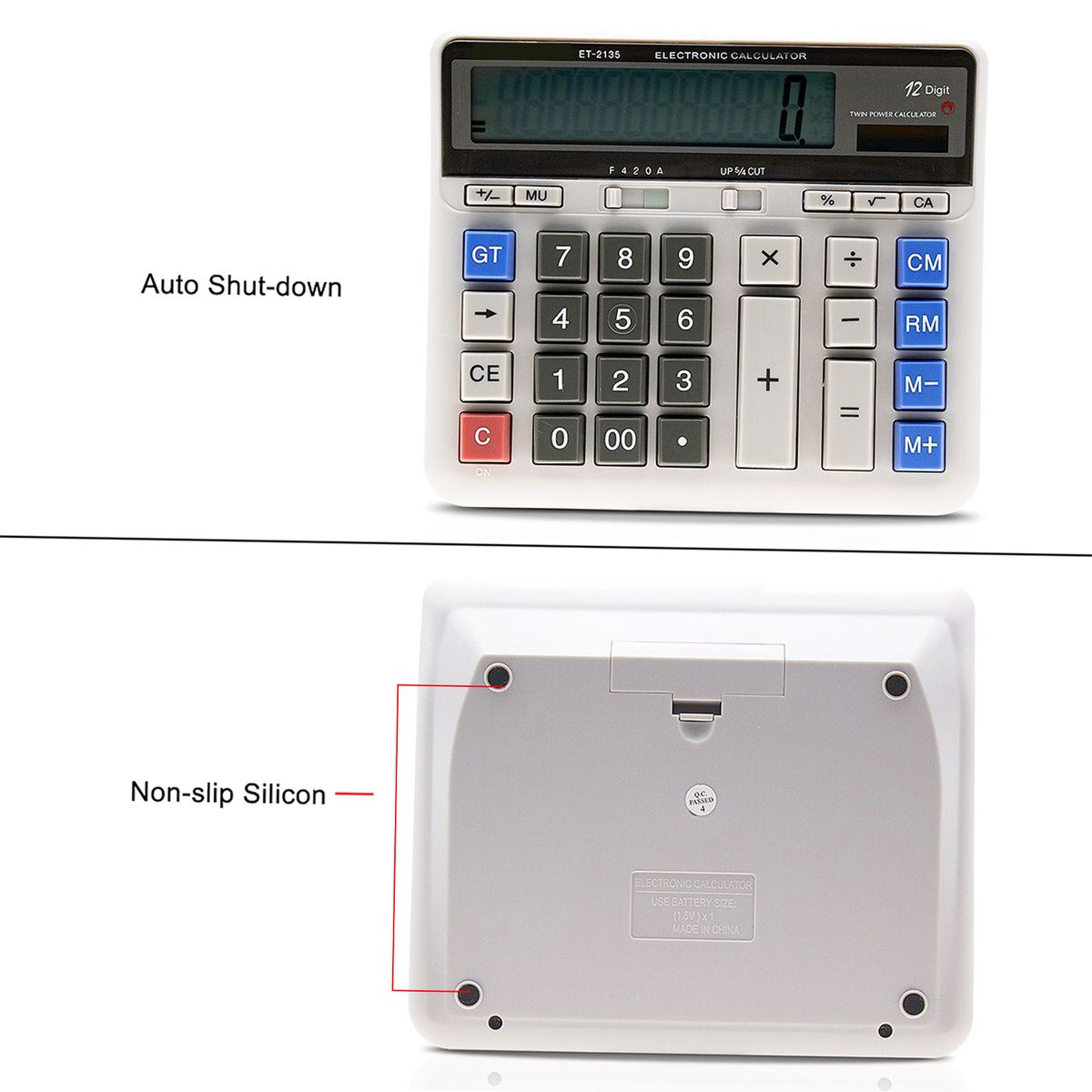 Large Computer Electronic Calculator Counter Solar &