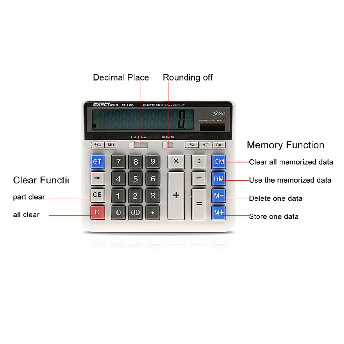 Large Computer Electronic Calculator Counter Solar &