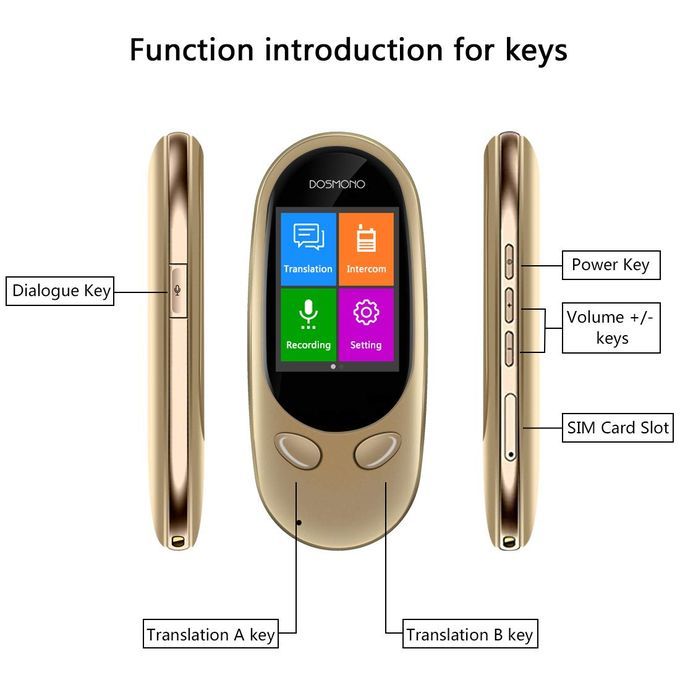 Dosmono S601 Plus 72 Language Two-way Translation Translator Support 3G WIFI Hotspot 72 Hours For Business Meeting (Golden) DJLAB