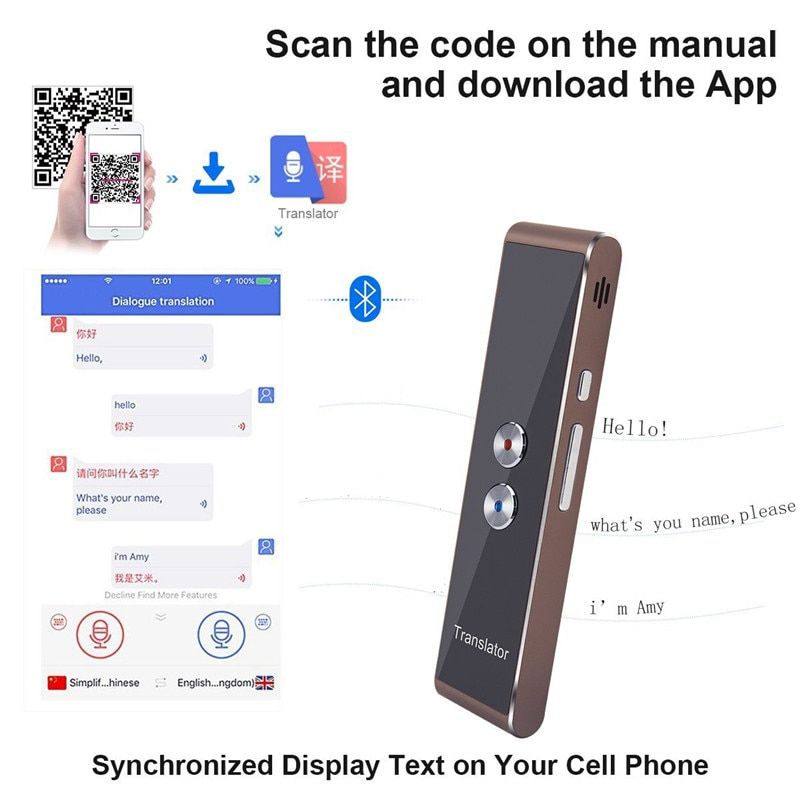 DOITOP Universal Multi Language Voice  Translator Speech Text Translation Device With APP For Business Travel Shopping WOEDA