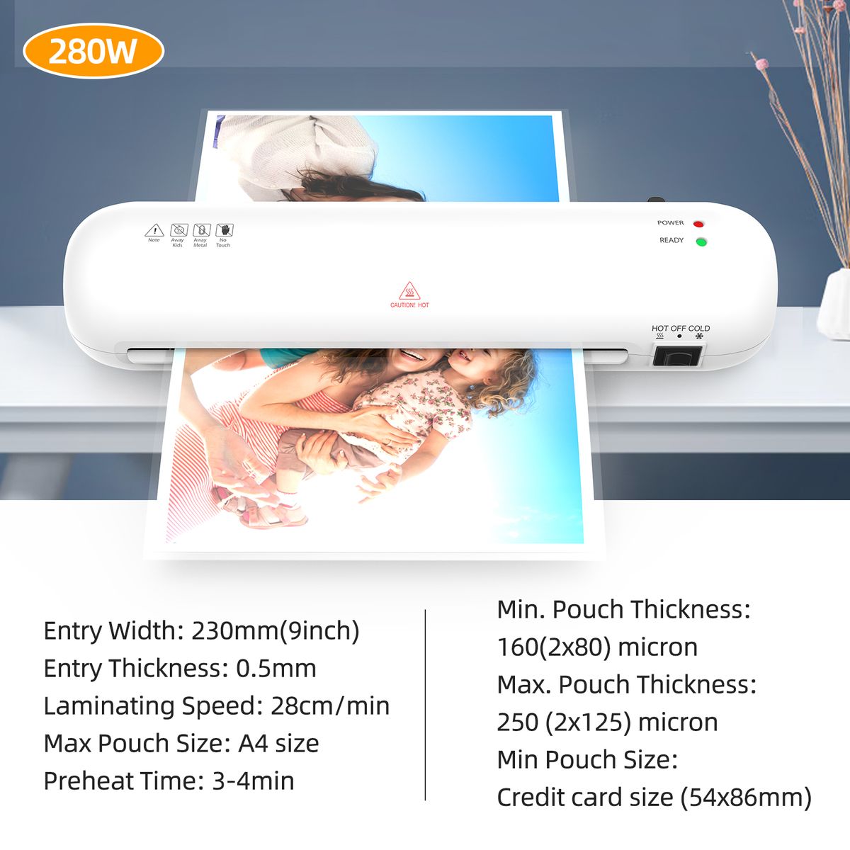 Desktop Laminator Machine Set A4 Size Hot And Cold
