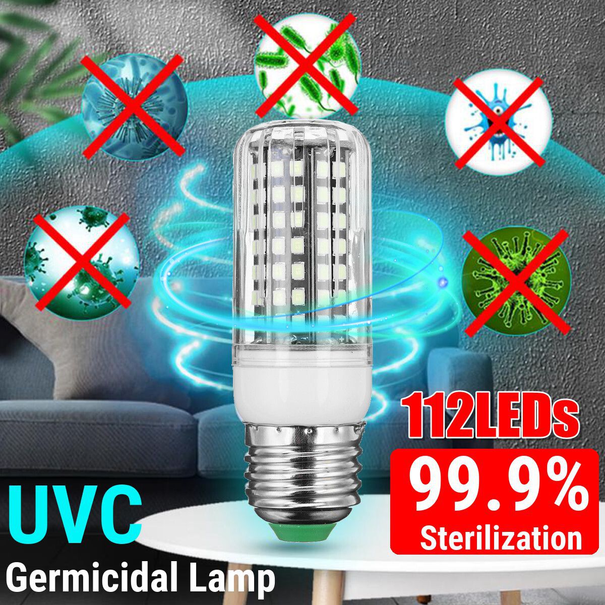 10W 110V-220V UV Light Germicidal Lamp 170 LED UV Light Sanitizer Disinfection Lamp Germ Killing Light E27 / E14, 110V / 220V E14-220V