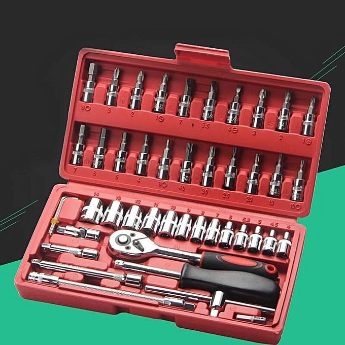 46 Piece Sleeve Set Tool Sleeve Ratchet Screwdriver Combination Socket Wrench Set Auto Repair Tools