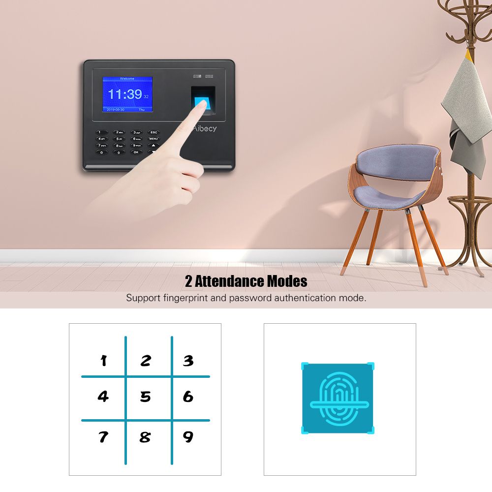Aibecy Biometric Fingerprint Password Time Attendace