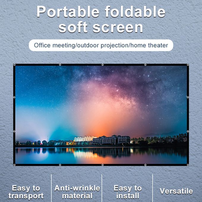 60 Inch Projector Screen 16:9 HD 4K Foldable Portable