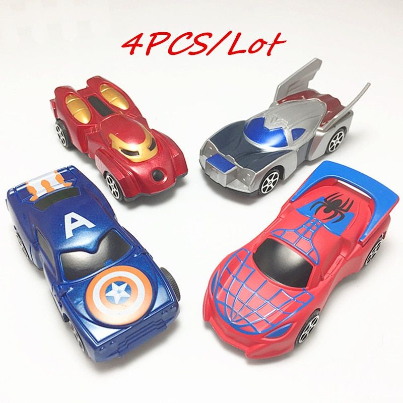 4PCS NEW Avenger League Spiderman Captain America Car Set