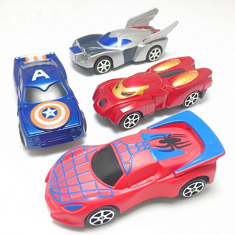 4PCS NEW Avenger League Spiderman Captain America Car Set