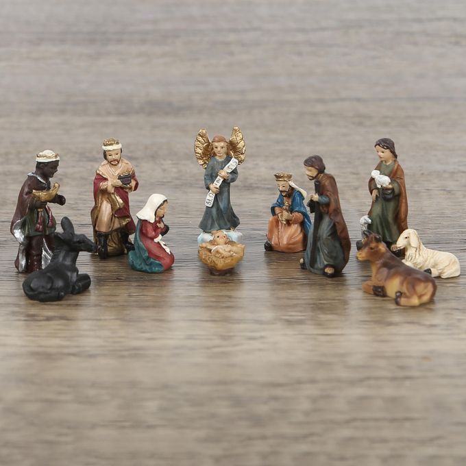 11x Family Nativity Figurine Birth Of Jesus Statue Religious Desk