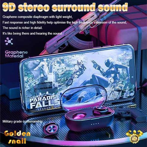 A3 Ture Wirelessly Sports Headset LEDs Earphones 360°Stereo