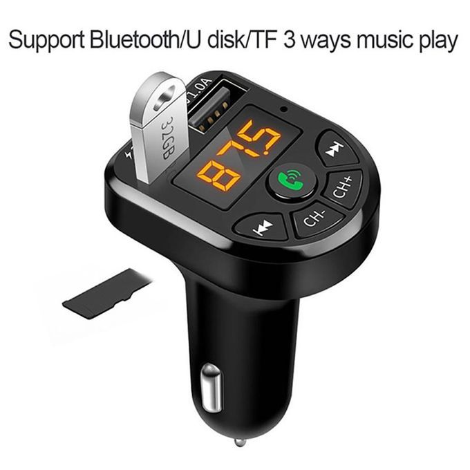 Bluetooth 5.0 Dual USB Ports FM MP3 Music Player Car-Black