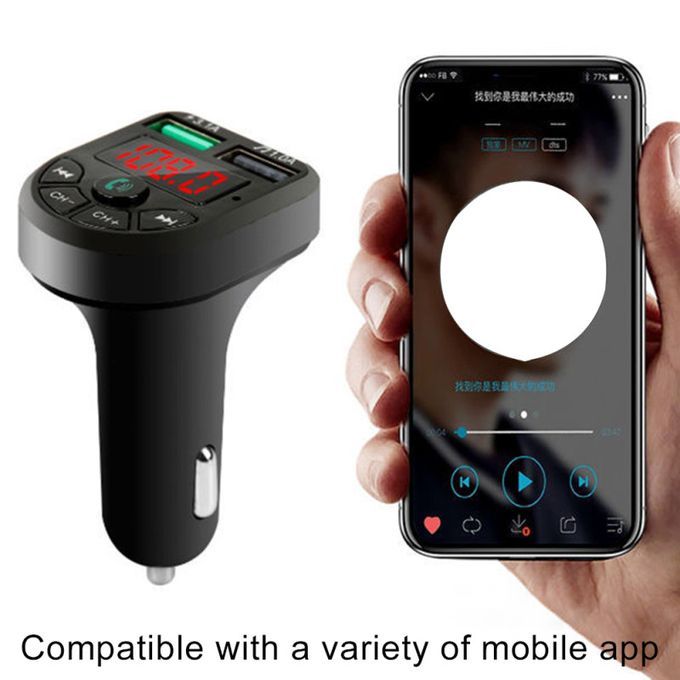 Bluetooth 5.0 Dual USB Ports FM MP3 Music Player Car-Black