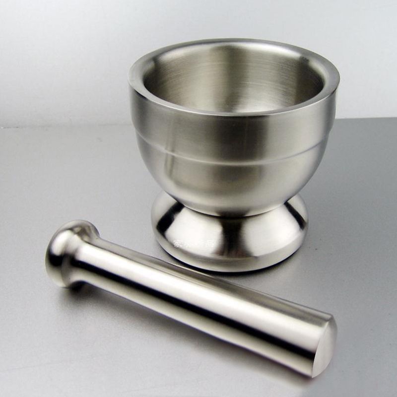 （mortar 11x11x10cm）New Garlic Spice Grinder Pharmacy Herbs Bowl Mill Grinder Crusher Kitchen Tool Stainless Steel Mortar Pestle Set Pugging Pot GRE