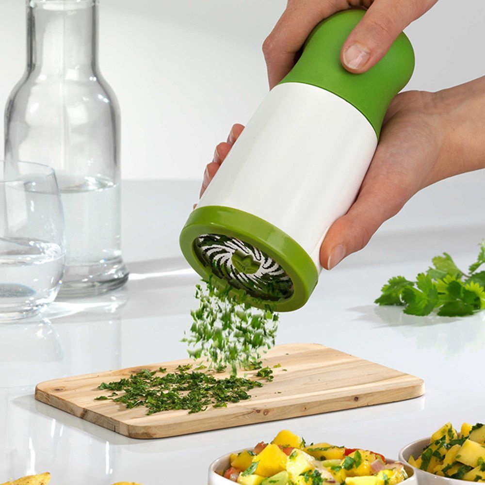 （green）Herb Grinder Coriander Spice Mill Parsley Shredder Chopper Fruit Vegetable Cutter Garlic Grinder Kitchen Gadgets Cooking Tools GRE