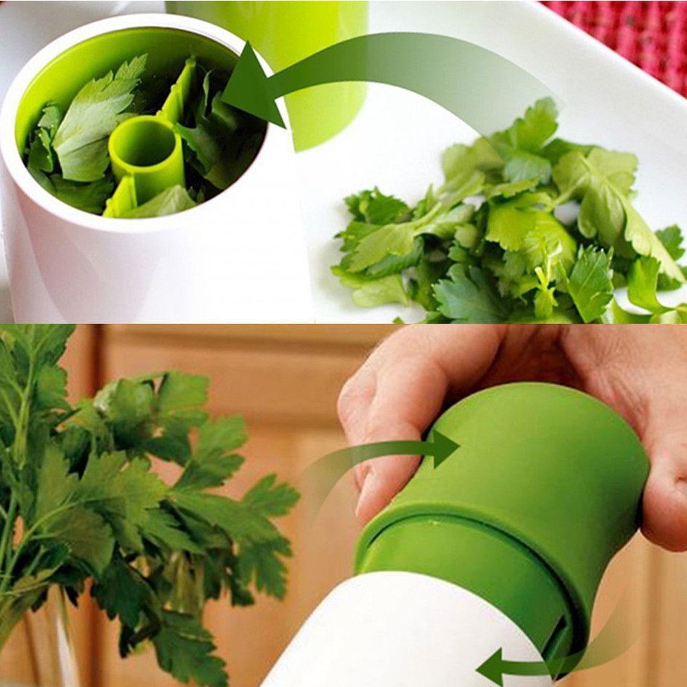 （green）Herb Grinder Coriander Spice Mill Parsley Shredder Chopper Fruit Vegetable Cutter Garlic Grinder Kitchen Gadgets Cooking Tools GRE