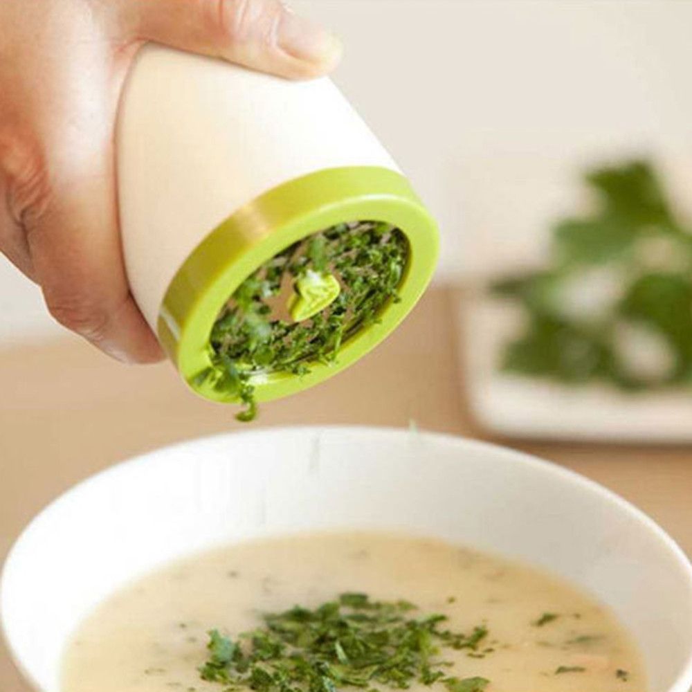 （green）Herb Grinder Coriander Spice Mill Parsley Shredder Chopper Fruit Vegetable Cutter Garlic Grinder Kitchen Gadgets Cooking Tools GRE
