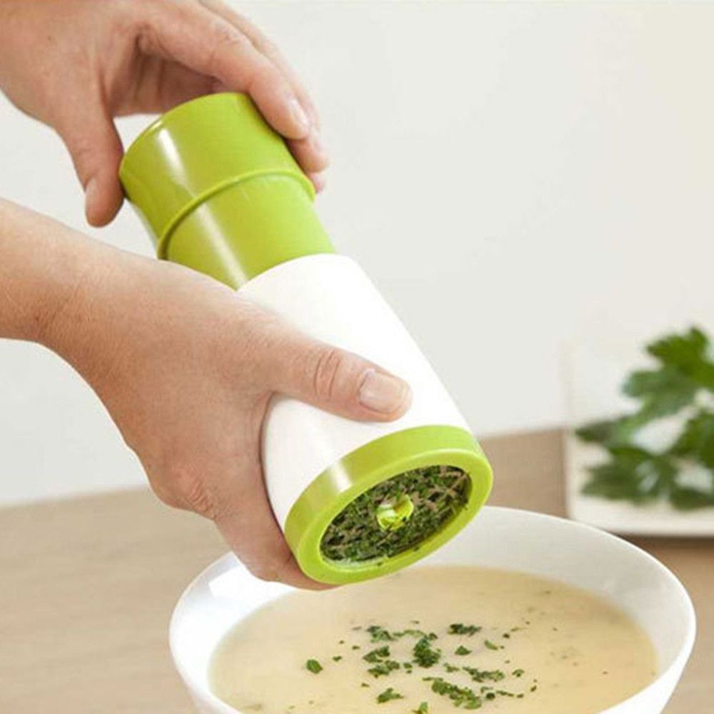 （green）Herb Grinder Coriander Spice Mill Parsley Shredder Chopper Fruit Vegetable Cutter Garlic Grinder Kitchen Gadgets Cooking Tools GRE