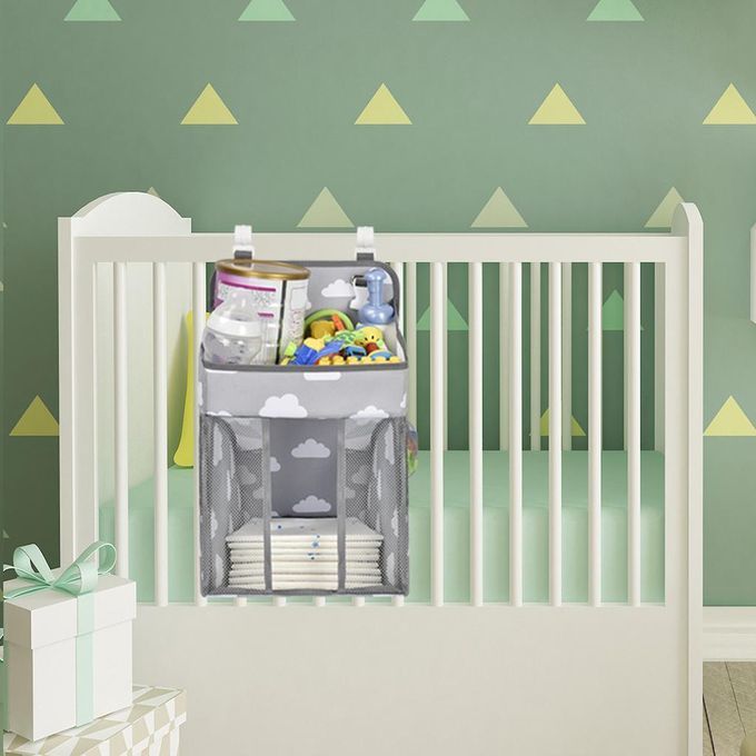 Baby Crib Bedside Storage Hanging Bag Mesh Pocket Diaper Organizer