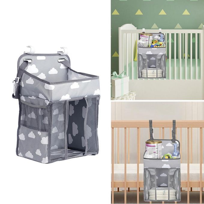 Baby Crib Bedside Storage Hanging Bag Mesh Pocket Diaper Organizer