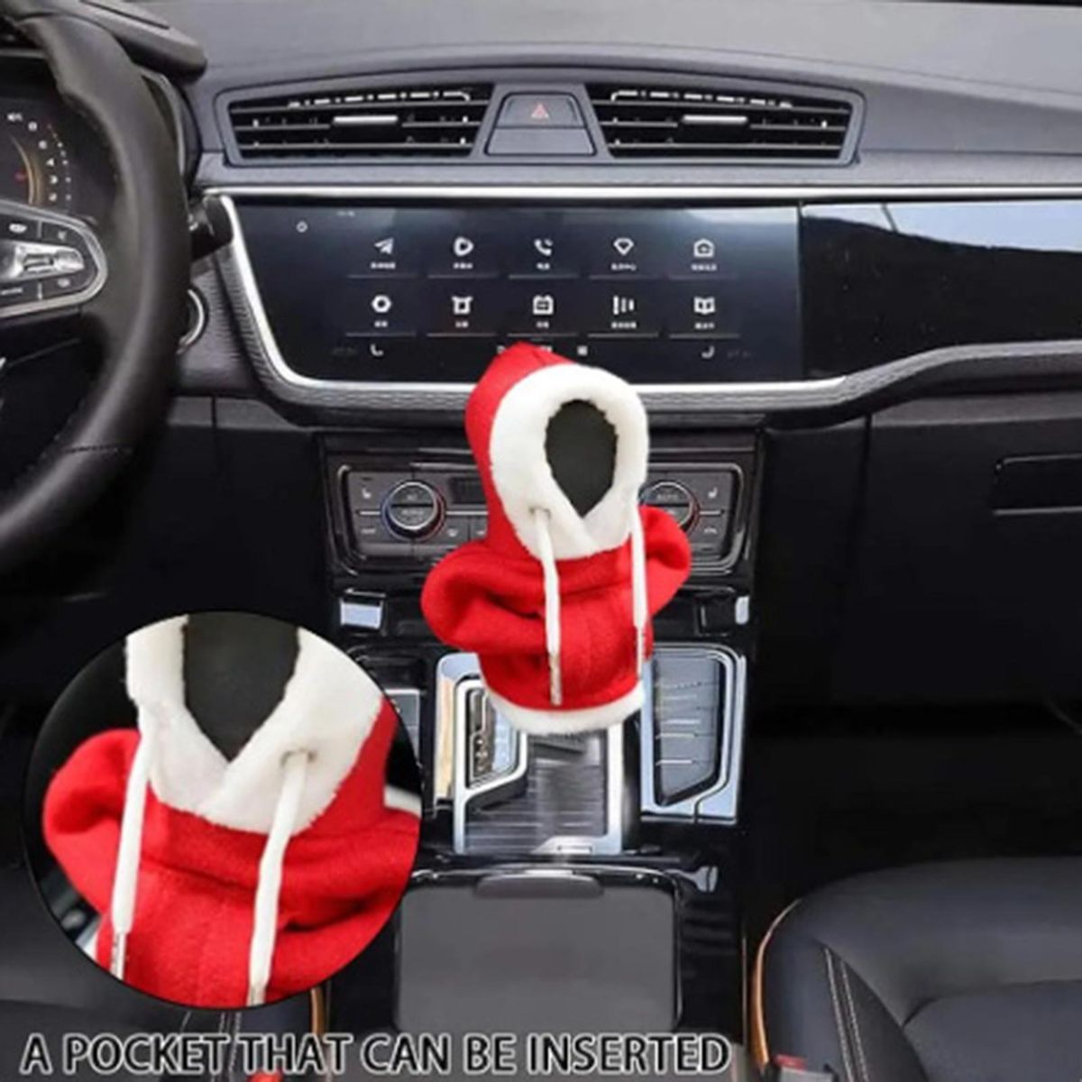 Hooded Gear Lever Cover Cozygear 2pcs Sweater Hoodie Shift Covers Soft Red