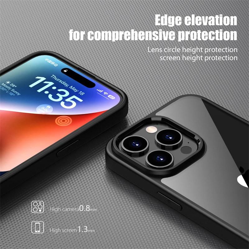 Shockproof armor bumper soft clear phone case for iPhone 14 13 12 11 pro Max 15pro transparent camera protection pc cover Funda
