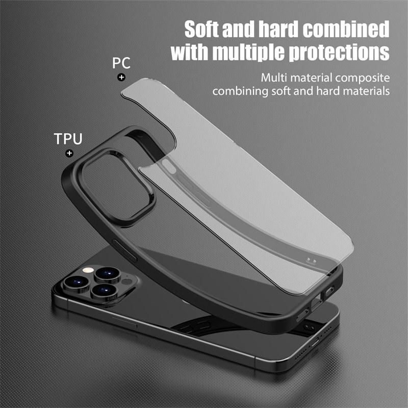 Shockproof armor bumper soft clear phone case for iPhone 14 13 12 11 pro Max 15pro transparent camera protection pc cover Funda