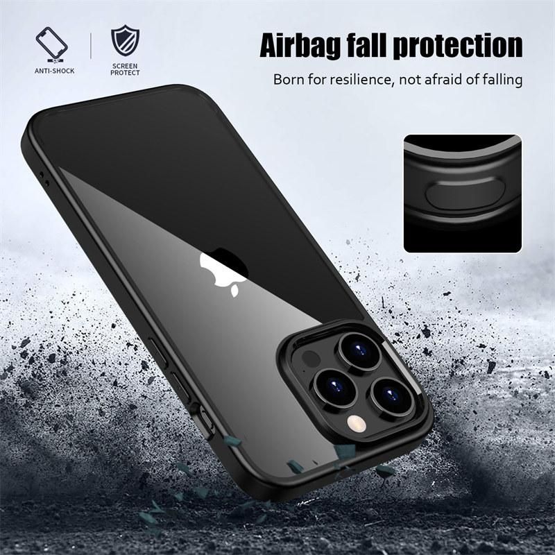 Shockproof armor bumper soft clear phone case for iPhone 14 13 12 11 pro Max 15pro transparent camera protection pc cover Funda
