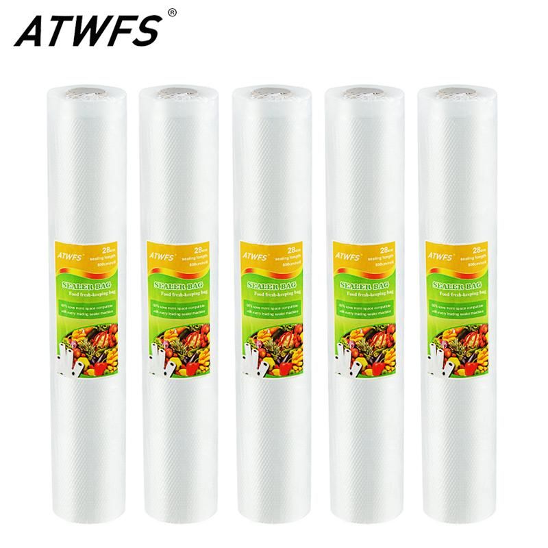 5 Rolls/lot Vacuum Sealer Bags Food PaSealing Machine Packer Packing Sachet Plastique Saver 12/17/20/25/28*500cm