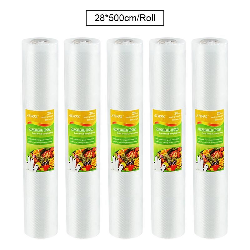 5 Rolls/lot Vacuum Sealer Bags Food PaSealing Machine Packer Packing Sachet Plastique Saver 12/17/20/25/28*500cm