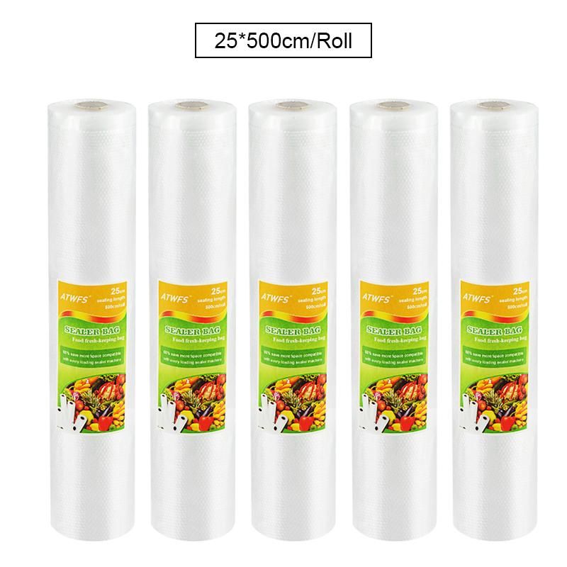 5 Rolls/lot Vacuum Sealer Bags Food PaSealing Machine Packer Packing Sachet Plastique Saver 12/17/20/25/28*500cm
