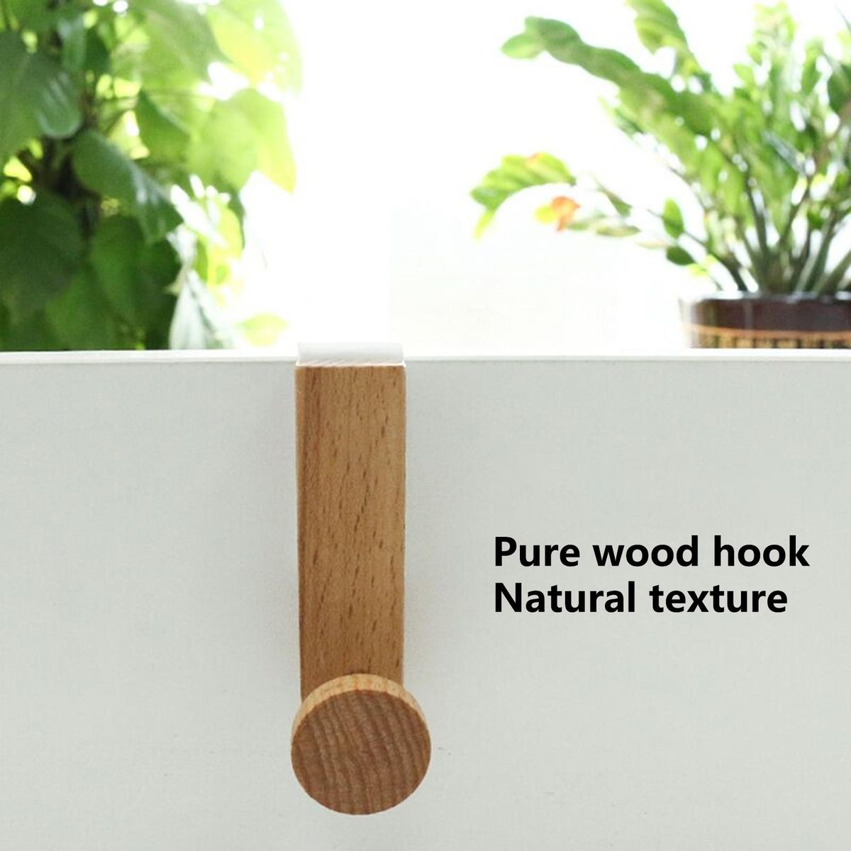 Door Back Hook Behind Door Hat Towel Hanging Holder Wooden Color