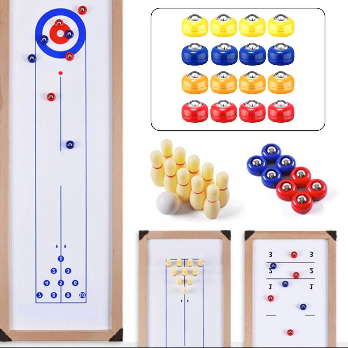 16Pcs Mini Shuffleboard Pucks Shuffleboard Rollers Set For