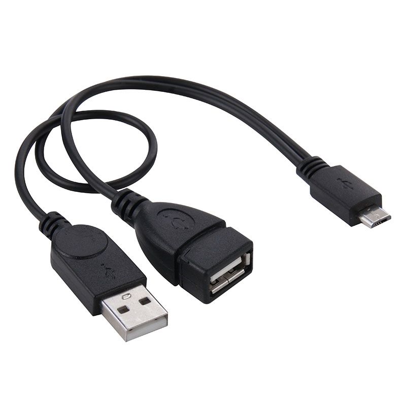 Micro USB To USB 2.0 Male & USB 2.0 Female Host OTG Converter Adapter Cable, Length: About 30cm(Black)