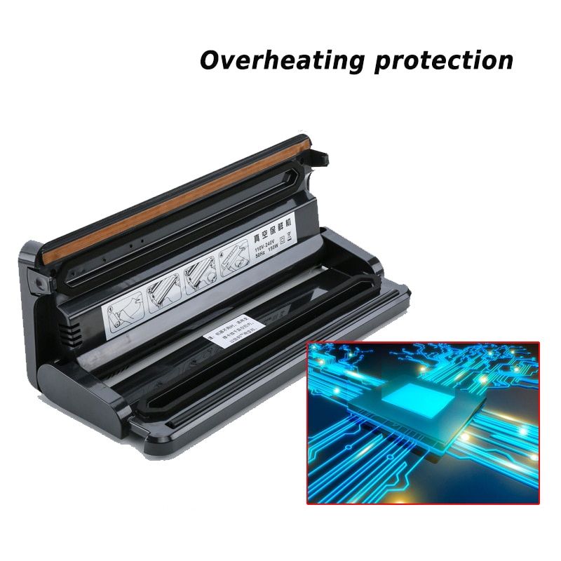 110V 220V Vacuum Sealer 150W Automatic Food Packing Machine With Starter Kit Bags Best For Household Food Saver Dry & Moist(Black)