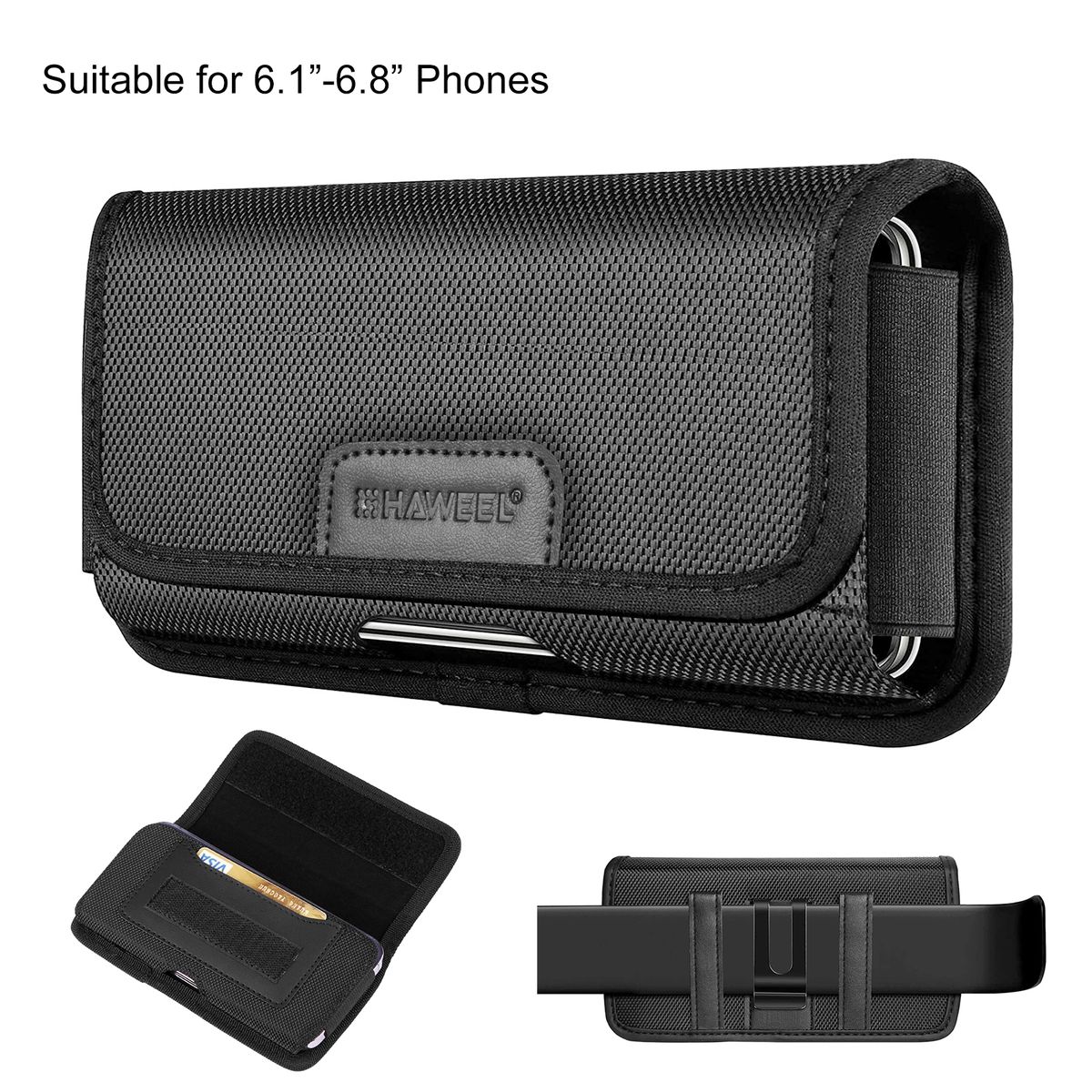 6.1-6.8 Inch Nylon Cloth Phone Horizontal Waist Bag