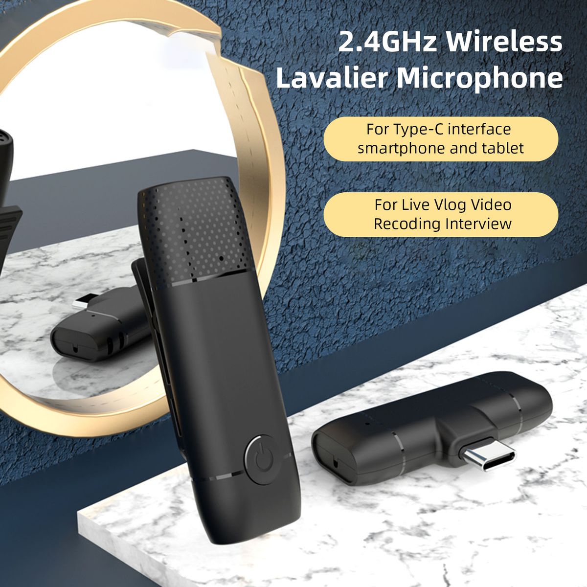 2.4GHz Wireless Microphone Clip-on Lavalier Microphone