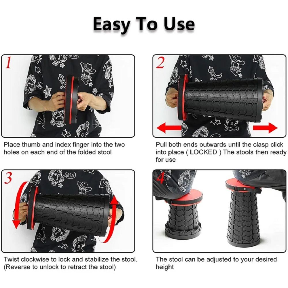 Retractable Folding Stool Portable Camping Collapsible
