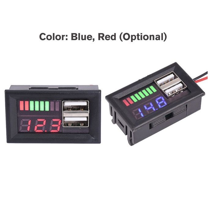 Digital Voltmeter Voltage Meter Volt Tester Dual USB 5V 2A For DC 12V Car