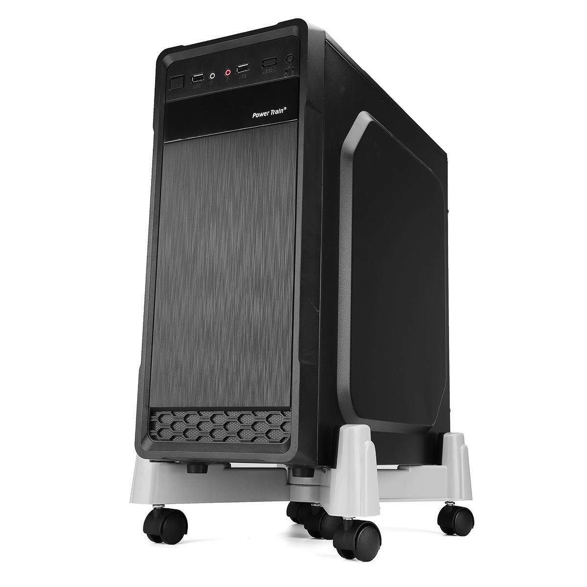 Adjustable CPU Stand Universal Computer Holder Cart PC Case Desktop 5 Wheels White (white)