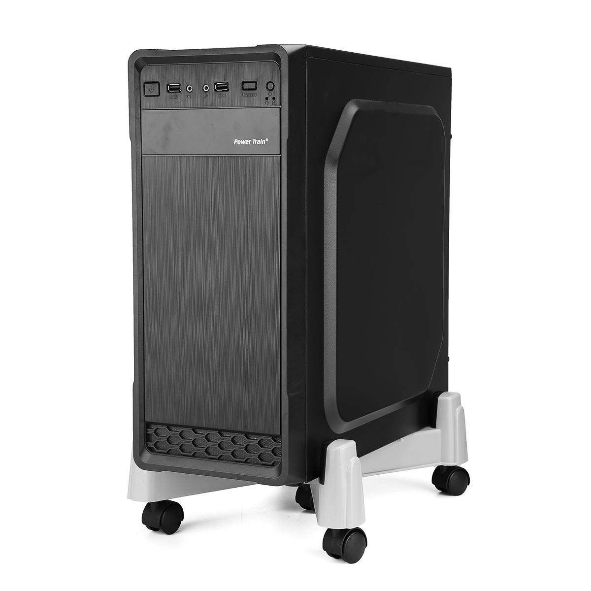 Adjustable CPU Stand Universal Computer Holder Cart PC Case Desktop 5 Wheels White (white)
