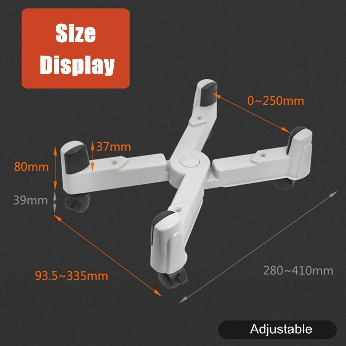 Adjustable CPU Stand Universal Computer Holder Cart PC Case Desktop 5 Wheels White (white)