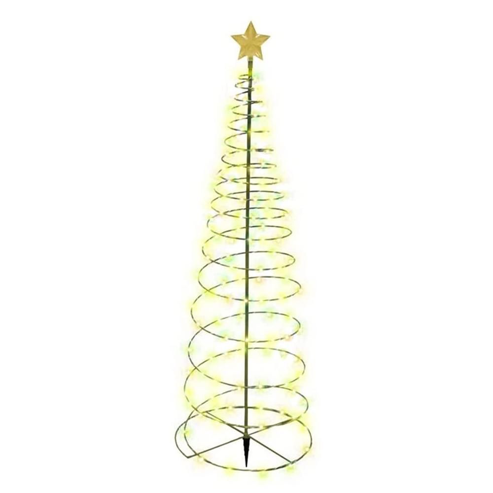 Christmas Tree Garden Decorative Lights Stars LED Solar Ground Light Solar Energy Lamp Coil Shape Sun Lamps, Warm White