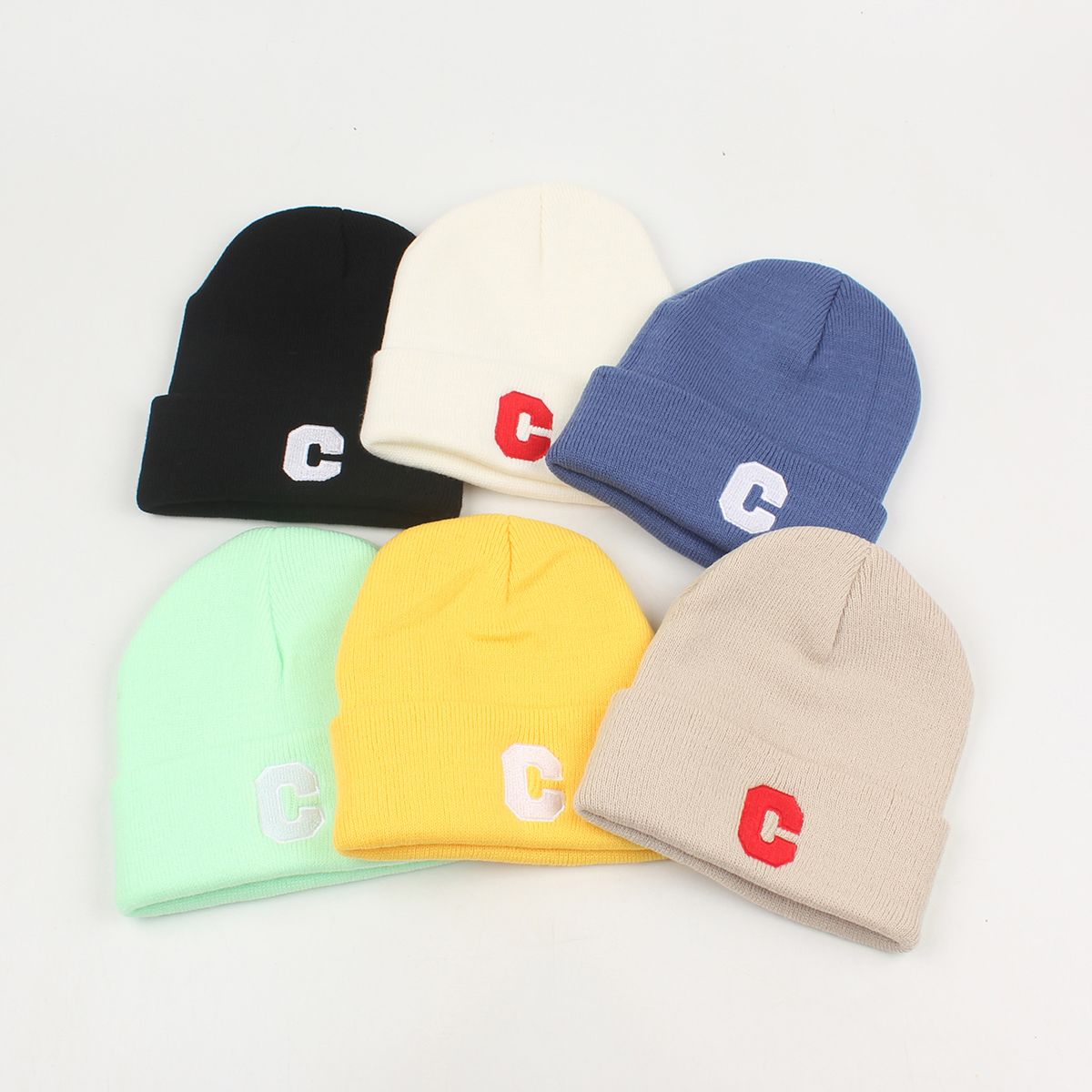 Men Women Winter Knitted Beanie Hat Letter Embroidery