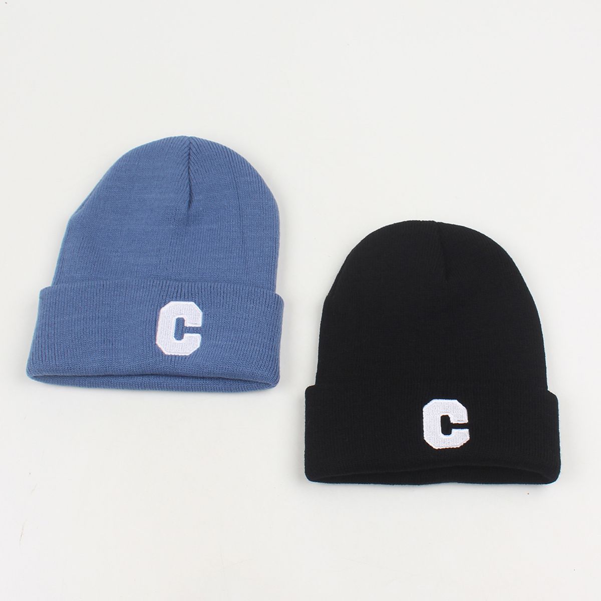 Men Women Winter Knitted Beanie Hat Letter Embroidery