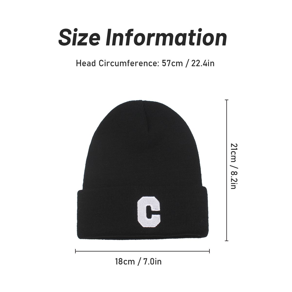 Men Women Winter Knitted Beanie Hat Letter Embroidery