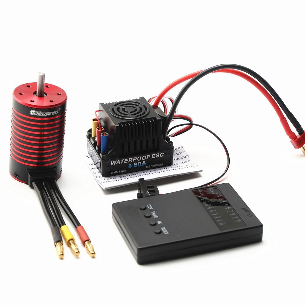 GTSKYTENRC Waterproof 3660 Brushless Motor 4200KV with 80A Brushless ESC Programming Card  for Trax4 Remote Control Car 1/8/1/10 Tamiya