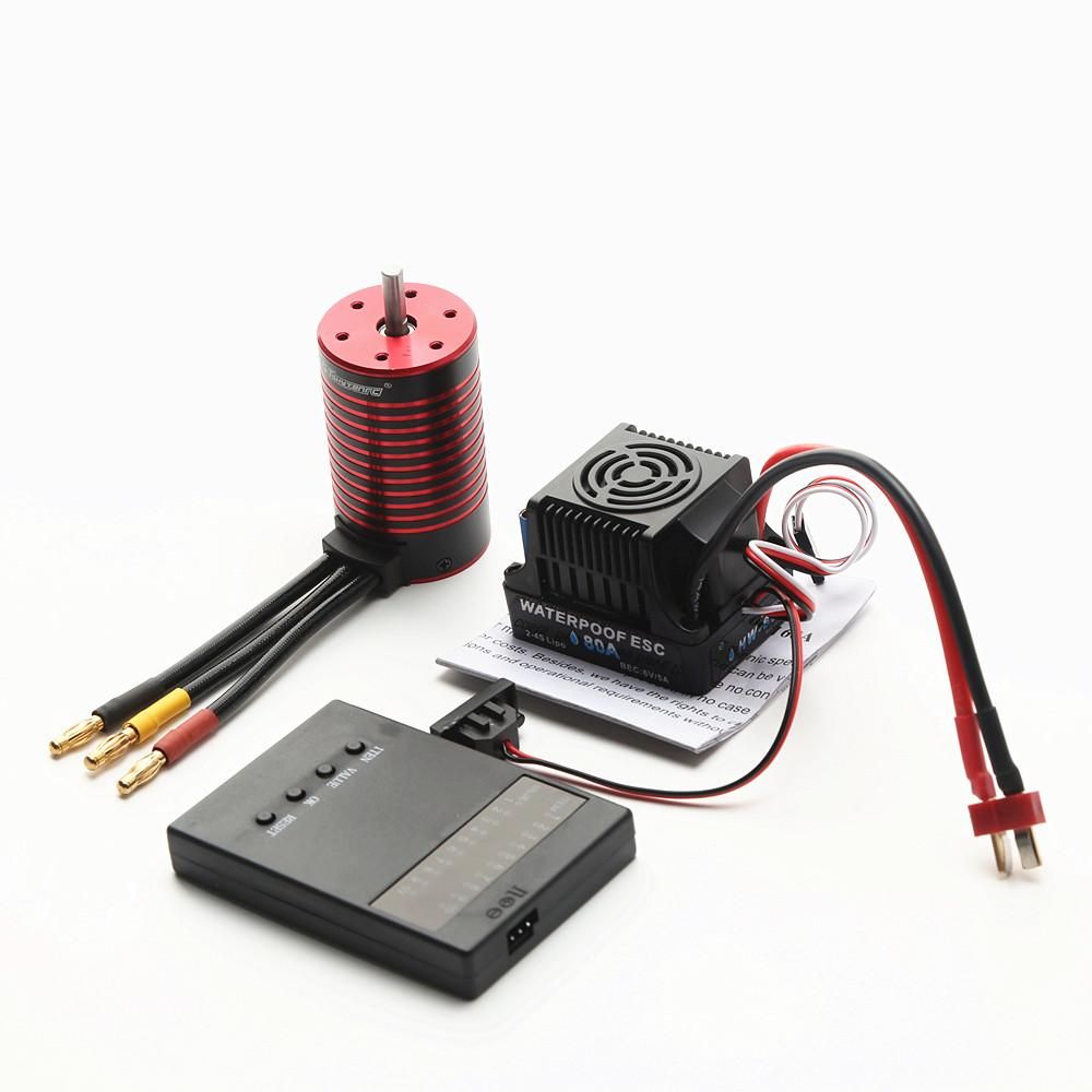 GTSKYTENRC Waterproof 3660 Brushless Motor 4200KV with 80A Brushless ESC Programming Card  for Trax4 Remote Control Car 1/8/1/10 Tamiya