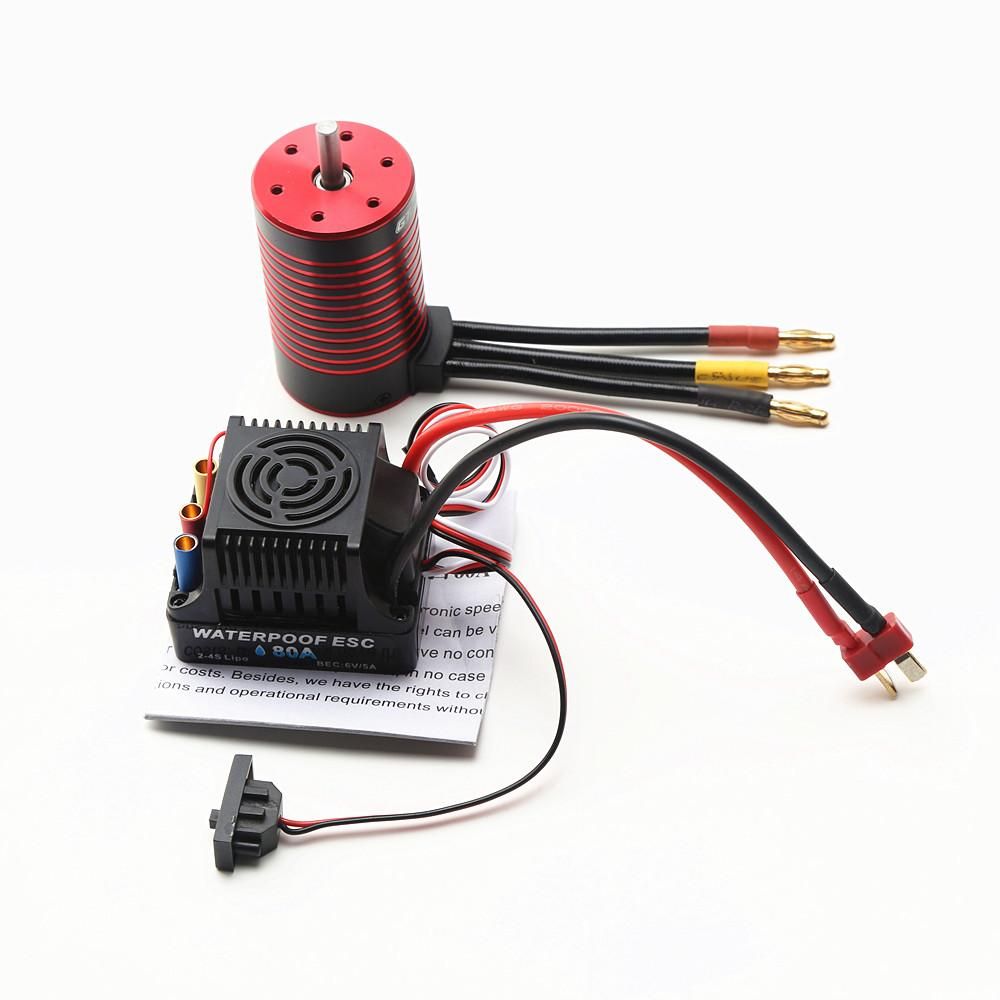 GTSKYTENRC Waterproof 3660 Brushless Motor 4200KV with 80A Brushless ESC Programming Card  for Trax4 Remote Control Car 1/8/1/10 Tamiya